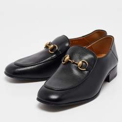 Gucci Black Leather Horsebit Foldable Loafers Size 39.5