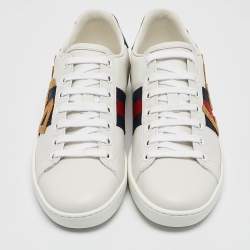 Gucci White Leather Ace Loved Lace Up Sneakers Size 36