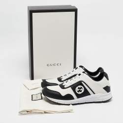 Gucci Black/White Leather Interlocking G Sneakers Size 37