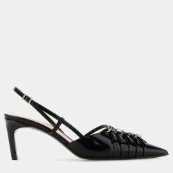 Gucci Black Leather Kitten Slingback Pumps Pumps EU 38