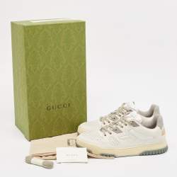 Gucci Off White Distressed Leather Jones Sneakers Size 40