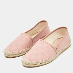 Gucci Pink GG Canvas Espadrille Flats Size 37