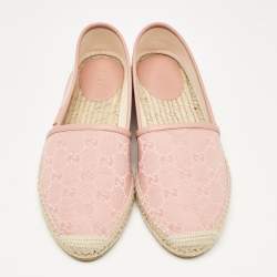 Gucci Pink GG Canvas Espadrille Flats Size 37