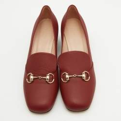 Gucci Burgundy Leather Horsebit Loafer Pumps Size 39