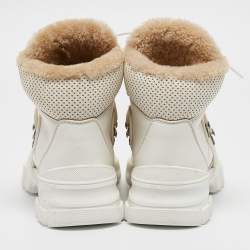 Gucci White Canvas and Leather Flashtrek High Top Sneakers Size 39