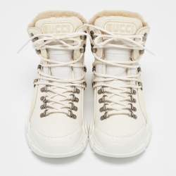 Gucci White Canvas and Leather Flashtrek High Top Sneakers Size 39