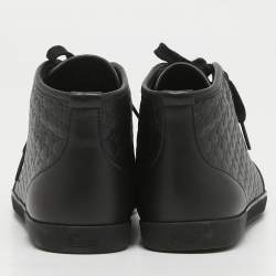 Gucci Black Microguccissima Leather High Top Sneakers Size 38
