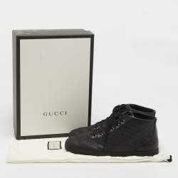 Gucci Black Microguccissima Leather High Top Sneakers Size 38