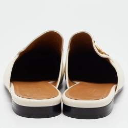 Gucci Cream Leather Princetown Mules Size 41.5