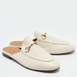 Gucci Cream Leather Princetown Mules Size 41.5