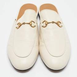 Gucci Cream Leather Princetown Mules Size 41.5