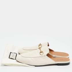 Gucci Cream Leather Princetown Mules Size 41.5