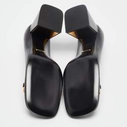 Pre Owned Gucci Black Leather Horsebit Block Heel Pumps Size 39