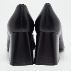Pre Owned Gucci Black Leather Horsebit Block Heel Pumps Size 39
