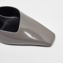 Gucci Dusty Grey Leather Interlocking G Mules Size 38