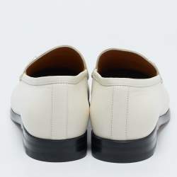 Gucci White Leather Jordaan Slip On Loafers Size 40