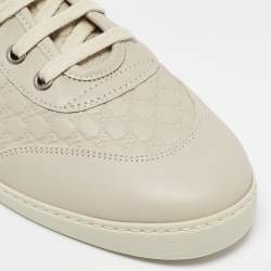 مملوكة مسبقًا Gucci Off White Microguccissima Leather High Top Sneakers Size 40.5