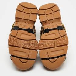 Gucci Gold Leather and Mesh Flashtrek Sneakers Size 35