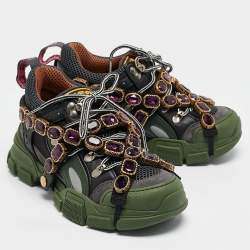 Gucci Multilcolor Leather and Mesh Flashtrek Sneakers Size 35