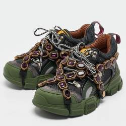 Gucci Multilcolor Leather and Mesh Flashtrek Sneakers Size 35