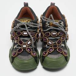 Gucci Multilcolor Leather and Mesh Flashtrek Sneakers Size 35