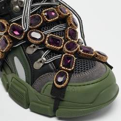 Gucci Multilcolor Leather and Mesh Flashtrek Sneakers Size 35
