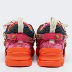 Gucci Pink Jumbo GG Velvet and Mesh Flashtrek Sneakers Size 35
