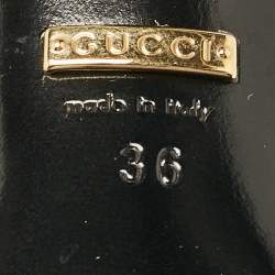 مملوكة مسبقًا Gucci Black/Gold Leather and Suede T Strap Pumps Size 36