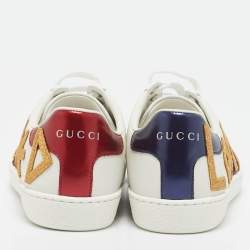 Gucci White Leather Ace Loved Lace Up Sneakers Size 36