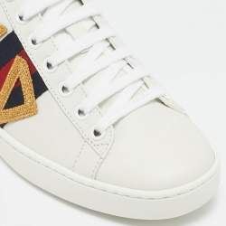 Gucci White Leather Ace Loved Lace Up Sneakers Size 36