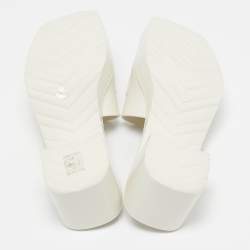 Gucci White Rubber Embossed Logo Block Heel Slide Sandals Size 40