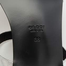 Gucci Silver Leather Divine Flat Sandals Size 38