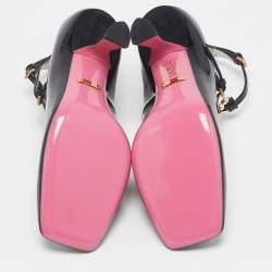 Gucci Black Patent Leather Pearl Embellished T Strap Pumps Size 35