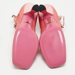 Gucci Pink Fabric Pearl Embellished T-Strap Pumps Size 35