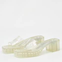 Gucci Transparent Rubber Embossed Logo Slide Sandals Size 39