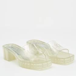 Gucci Transparent Rubber Embossed Logo Slide Sandals Size 39