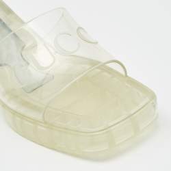 Gucci Transparent Rubber Embossed Logo Slide Sandals Size 39