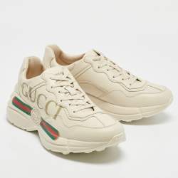 Gucci Cream Leather Vintage Logo Rhyton Sneakers Size 41