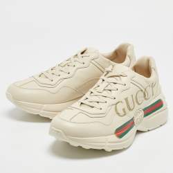 Gucci Cream Leather Vintage Logo Rhyton Sneakers Size 41