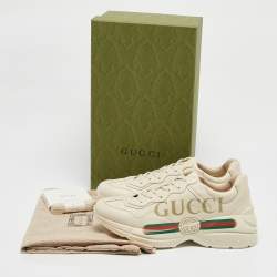 Gucci Cream Leather Vintage Logo Rhyton Sneakers Size 41