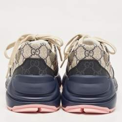 Gucci Multicolor GG Supreme Canvas Rhyton Sneakers Size 37