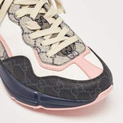 Gucci Multicolor GG Supreme Canvas Rhyton Sneakers Size 37