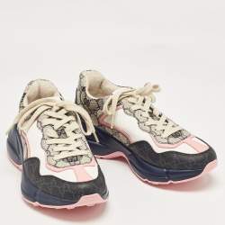Gucci Multicolor GG Supreme Canvas Rhyton Sneakers Size 37