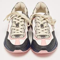 Gucci Multicolor GG Supreme Canvas Rhyton Sneakers Size 37