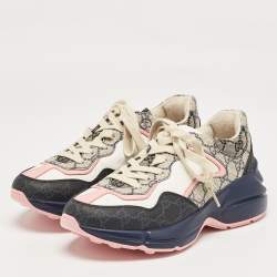 Gucci Multicolor GG Supreme Canvas Rhyton Sneakers Size 37