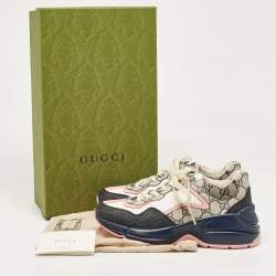 Gucci Multicolor GG Supreme Canvas Rhyton Sneakers Size 37