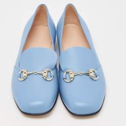 Gucci Blue Leather Horsebit Loafers Size 37