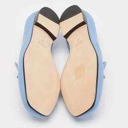 Gucci Blue Leather Horsebit Loafers Size 37