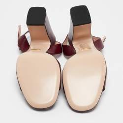 Pre Owned Gucci Burgundy Leather Horsebit Ankle Strap Sandals Size 40.5
