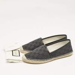 Pre Owned Gucci Black GG Canvas Slip On Espadrille Flats Size 40